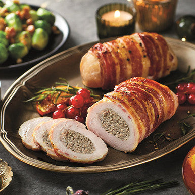 British Turkey Parcels with Date, Cranberry & Smoked Bacon Stuffing
